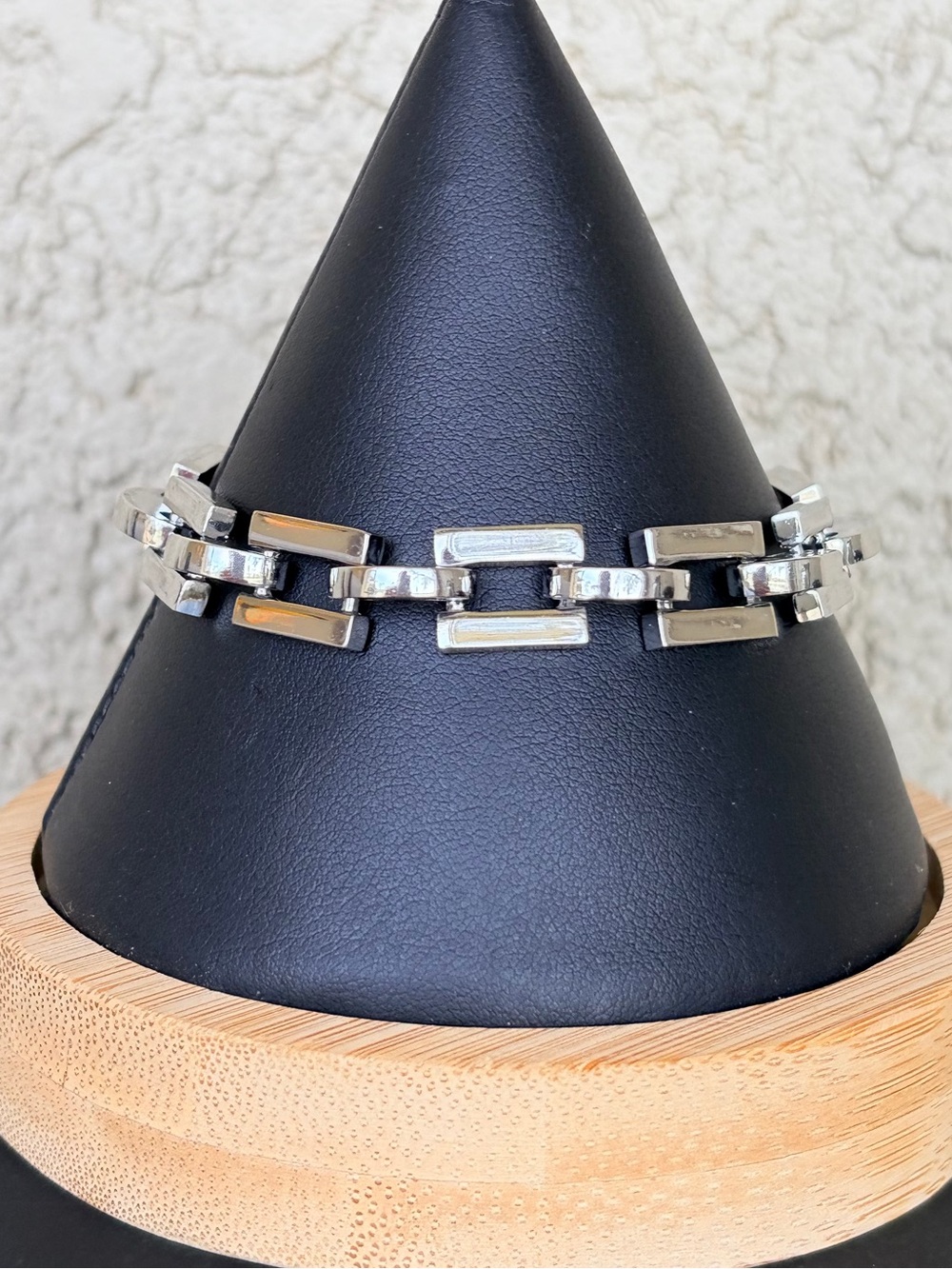Silver Plated Link Bracelet - Sleek Rectangular Links